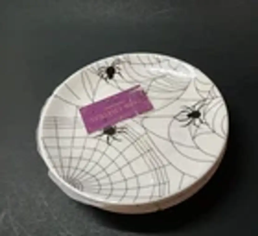 Park Chateau Halloween Spider Web Saucers / Dessert Plates Porcelain Set 4 NEW