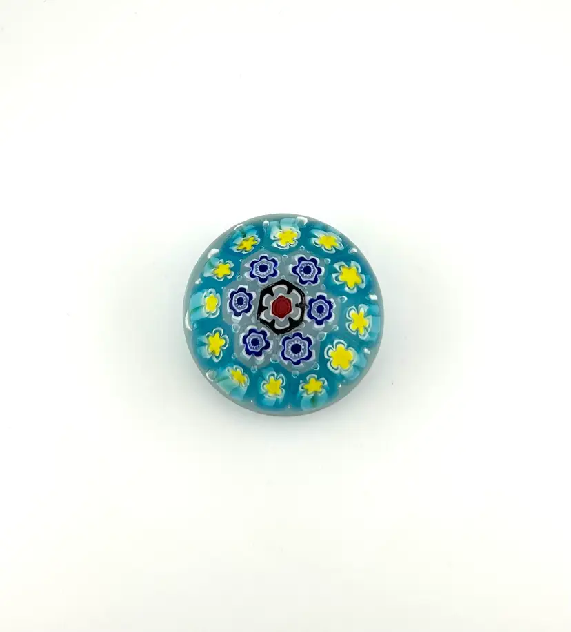 Glass Millefiori Paperweight 2.75”x 1.5”