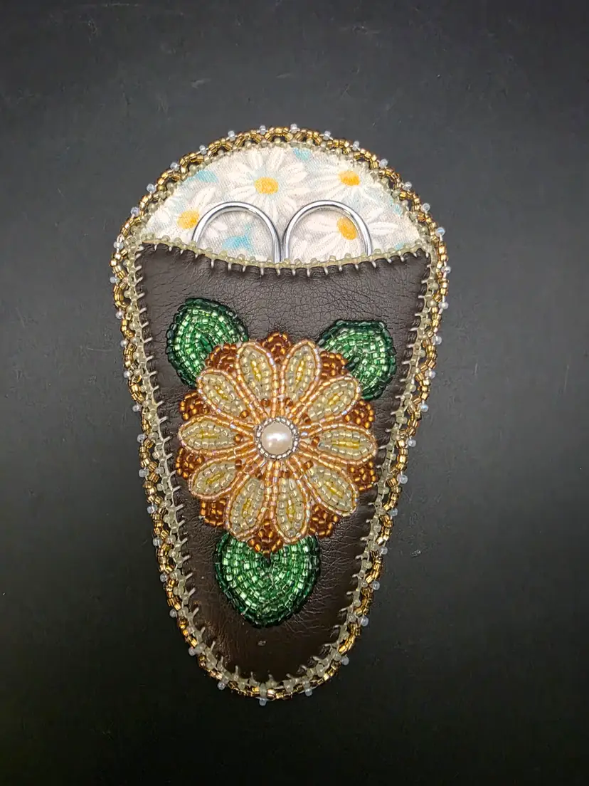 Antique Hand Beaded Scissors Pouch