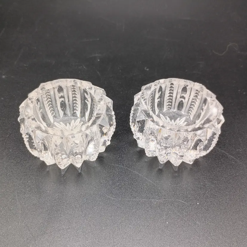 Pair of cut glass salt cellars