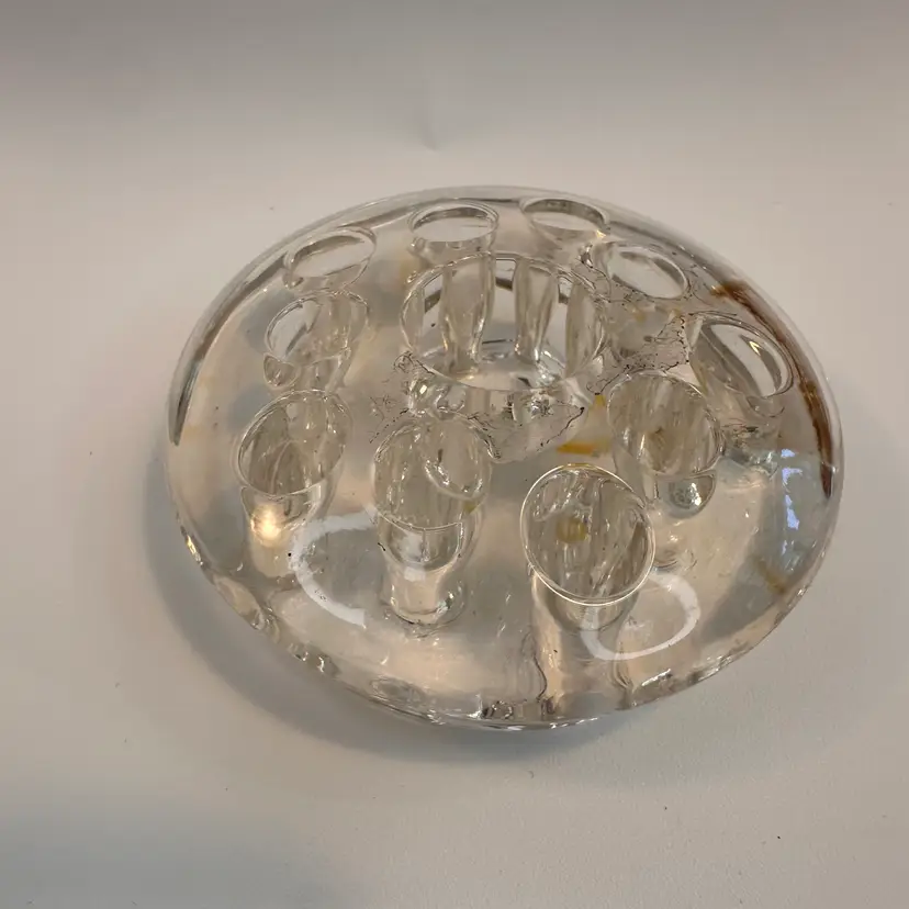 Vintage Clear Glass 11-Hole Flower Frog