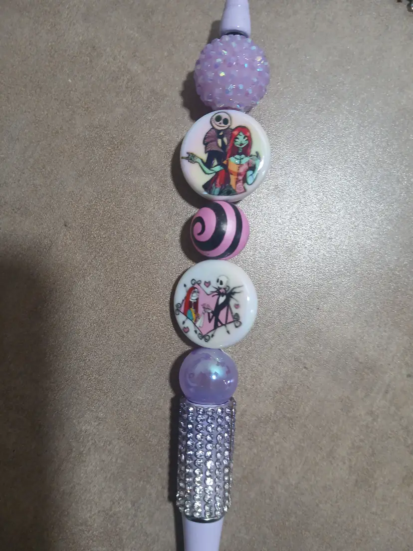 Light ombre purple glitter pen Jack and Sally