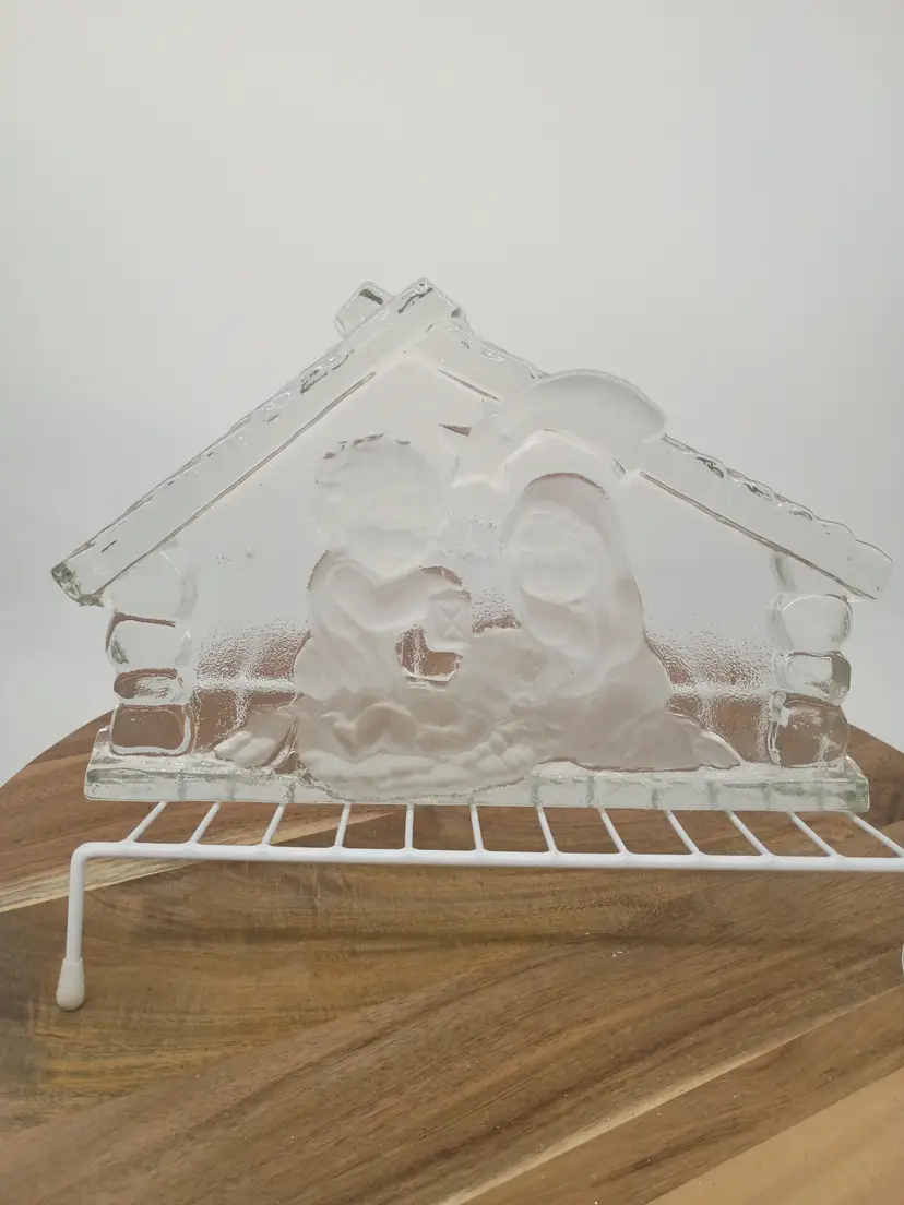 VTG Goebel Crystal Ice All in One Nativity Scene Frost and Clear Christmas