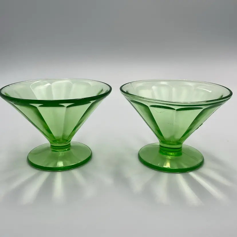 (2) Federal Glass Uranium Glass Sherbet Cups- 6 Cups Available