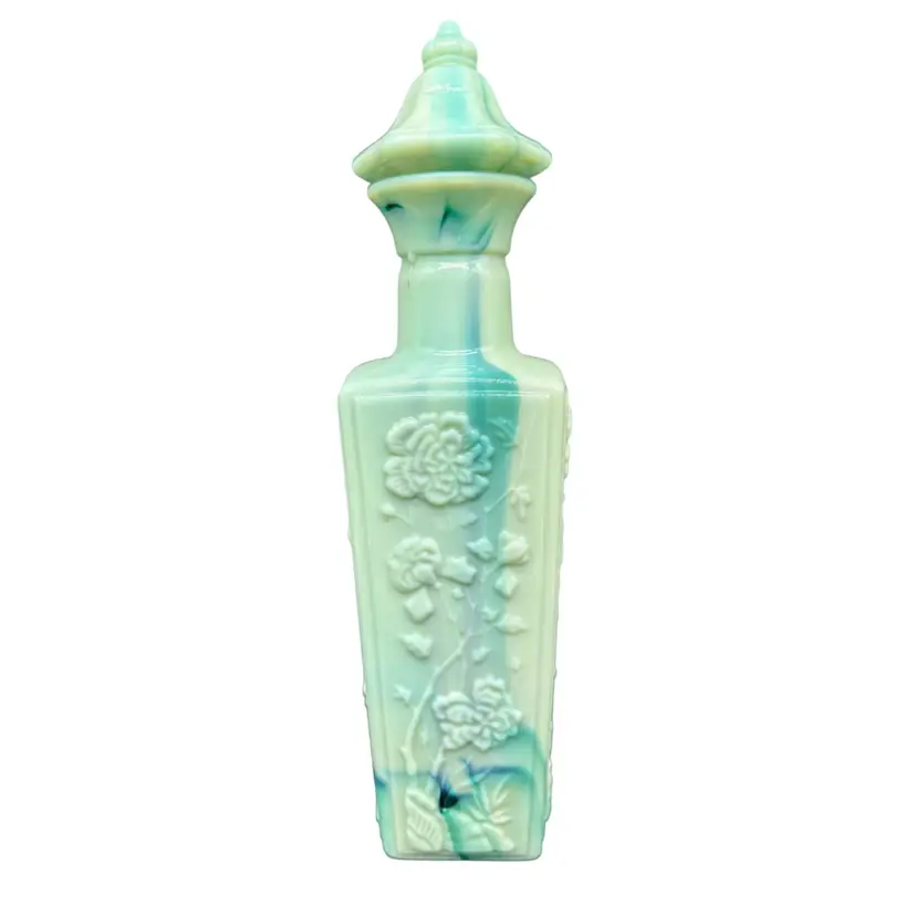Vintage 1972 Jim Beam "Oriental Jade" Slag Glass Decanter 12.5”