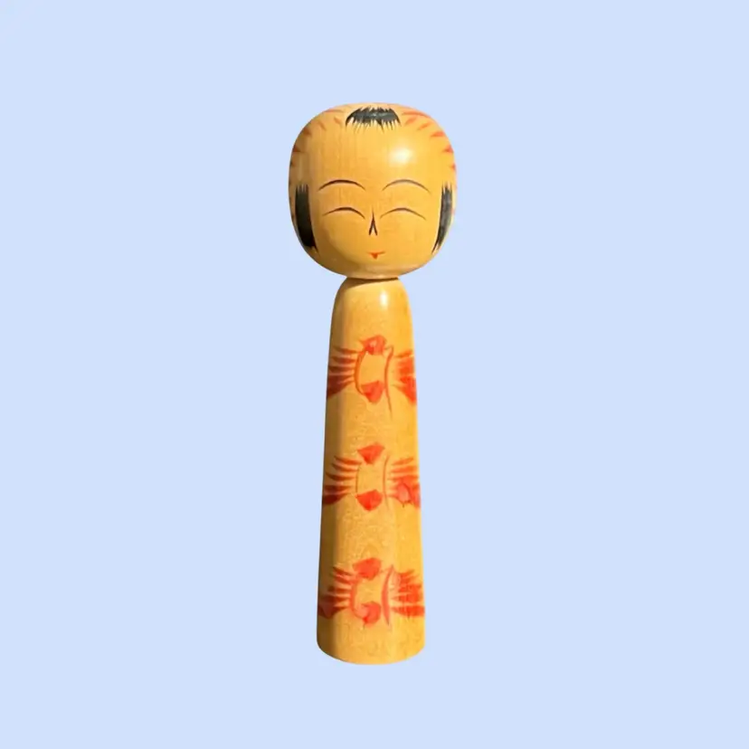 #421- Vintage Kokeshi Doll Folk Art Figurine Naruko style Artisan SignedTohoku Region Northern Japan