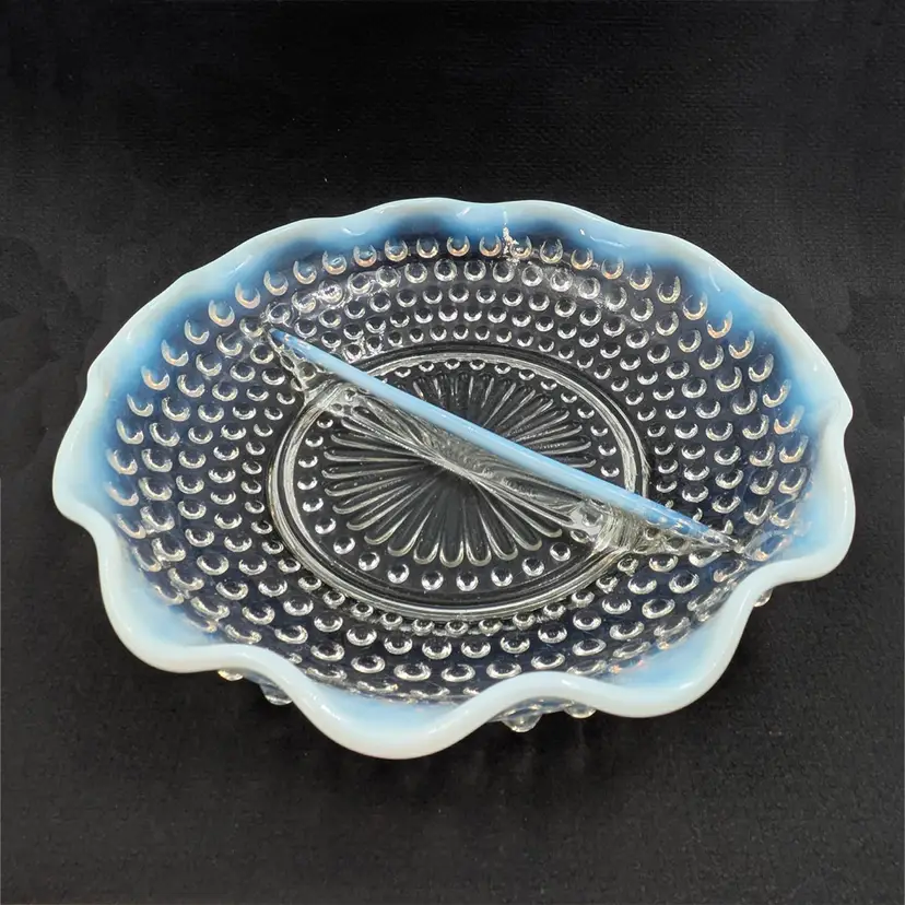Fenton Moonstone Hobnail Divided Dish