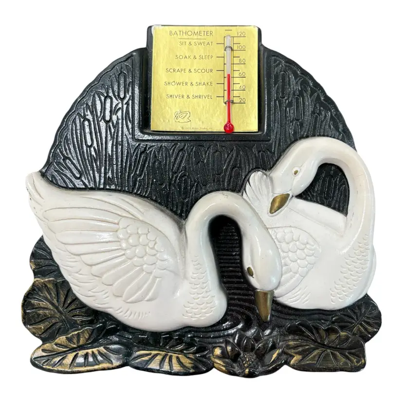 Vintage 1972 Miller Studio Swan Bathometer Wall Plaque | Retro Bathroom Thermometer | 1970s Bath Decor