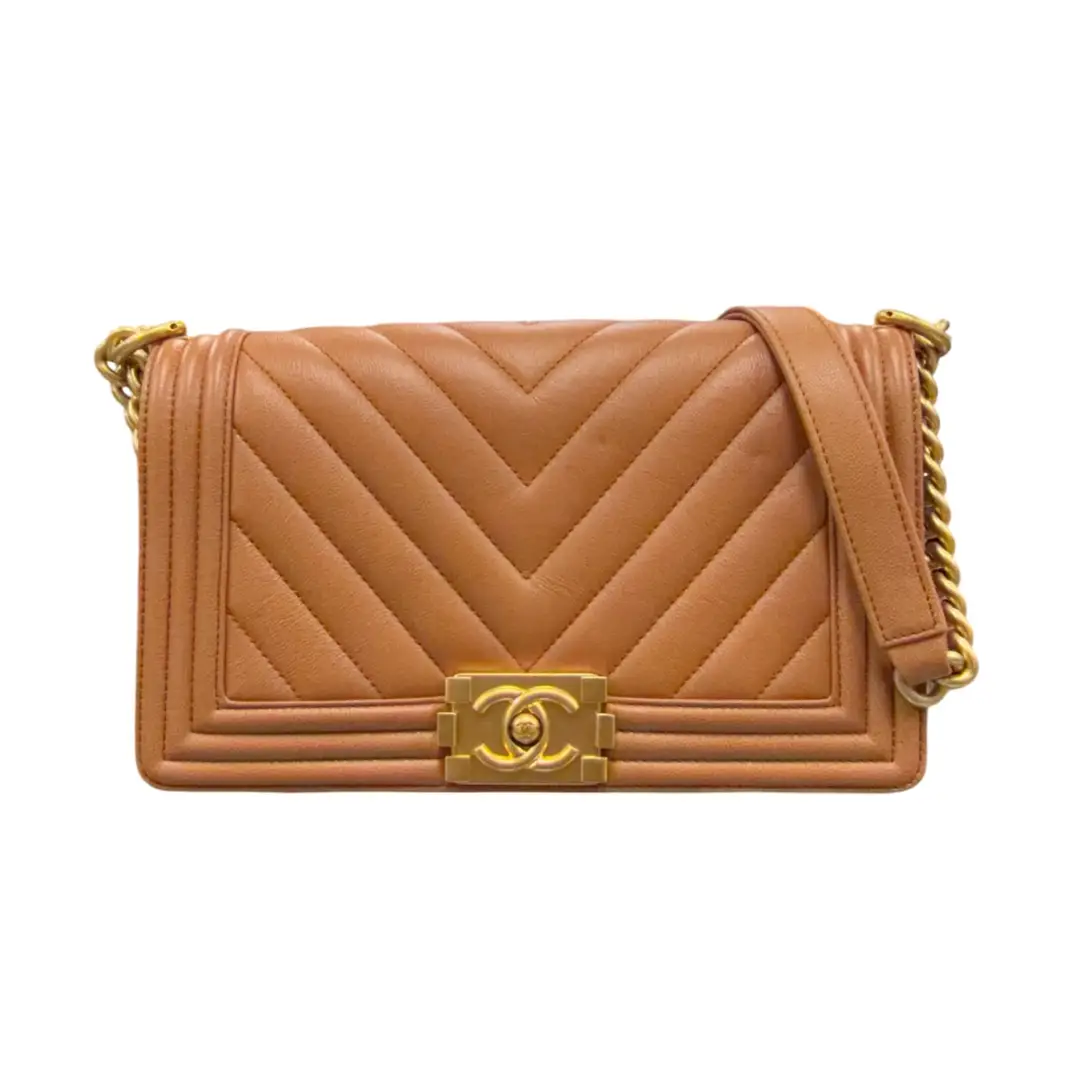 Chanel Caramel Medium Chevron Boy Bag