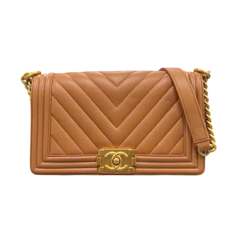 Chanel Caramel Medium Chevron Boy Bag
