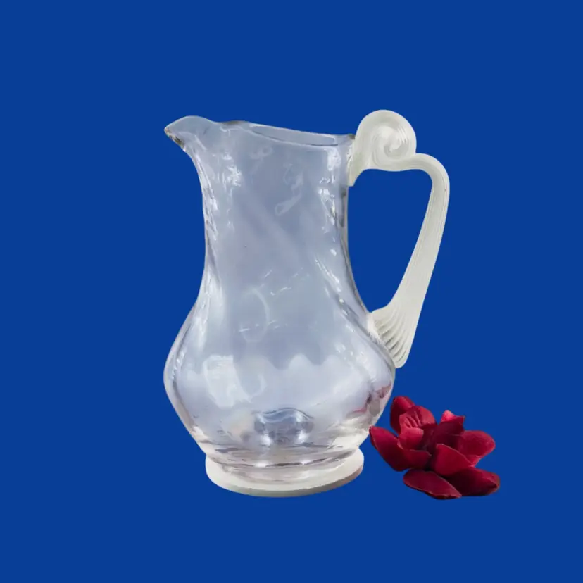 #038- 5" Blown Glass Creamer Pitcher Swirl Optic