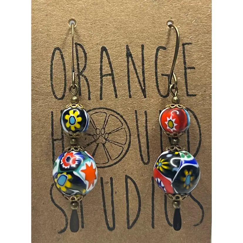 #6 Vintage Venetian Glass Bead Earrings - Handmade by Me