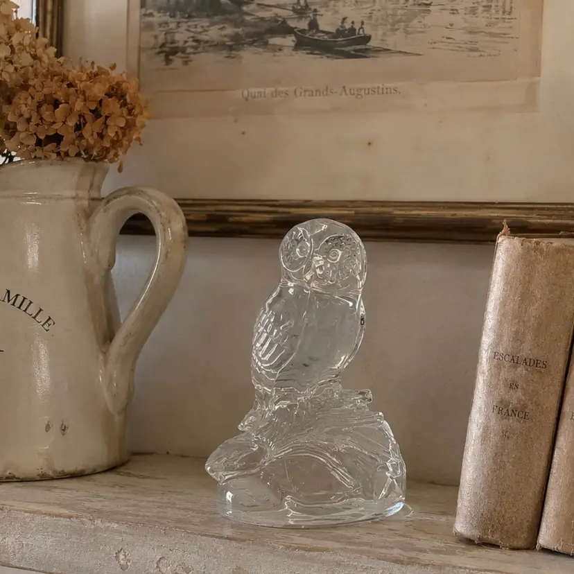 Cristal d' Arques Crystal Owl Figurine Made in France  Paperweight 5”
