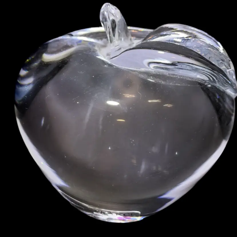 Simon Pearce Clear Crystal Handblown Apple Paperweight