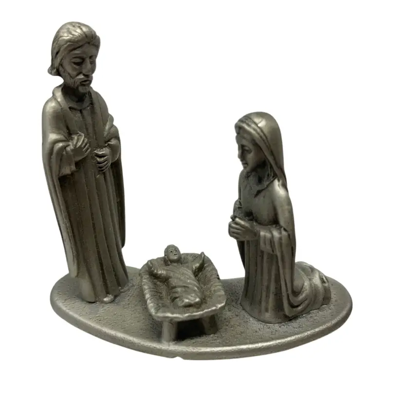 Creed Pewter Manger Scene! 2” Tall!