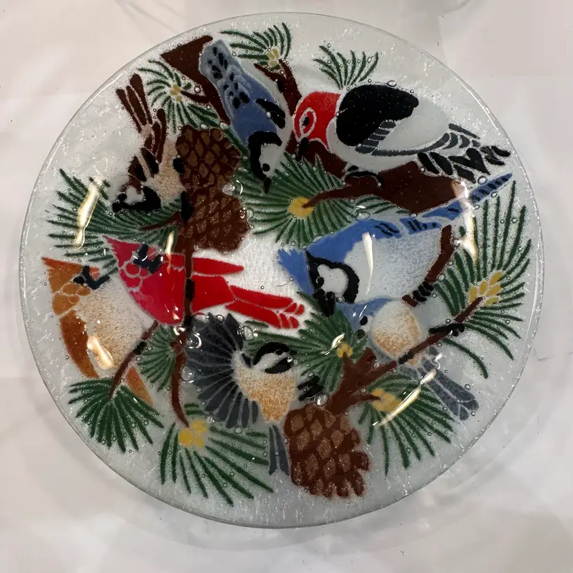 Peggy Karr Winter Birds Glass Bowl