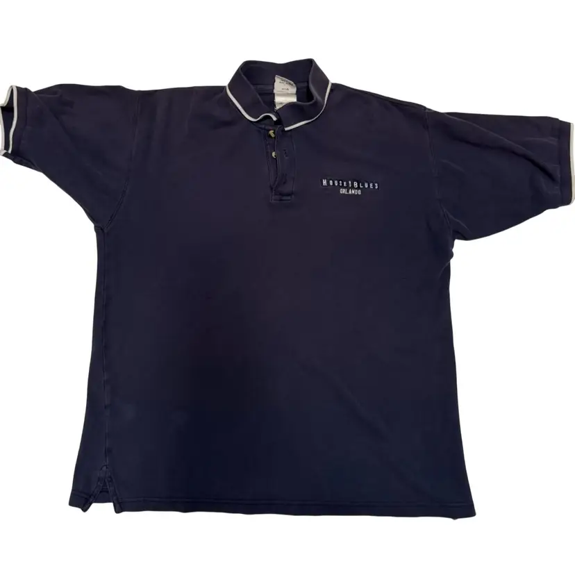 Vintage 1990’s House Of Blues Orlando Navy & White Polo Unisex Size Large