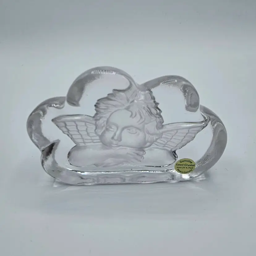 24% Lead Crystal Angel Verticle Clear Glass Paperweight, Germany