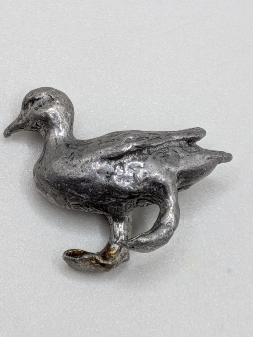 Vintage Micro Mini Miniature Metal Pewter(?) Duck Figurine