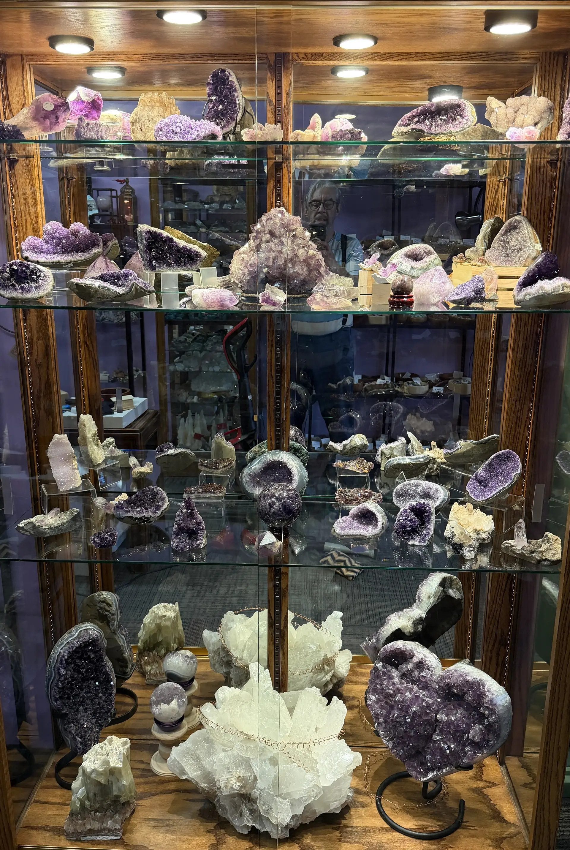 Mineral display case inside High Ho Gems