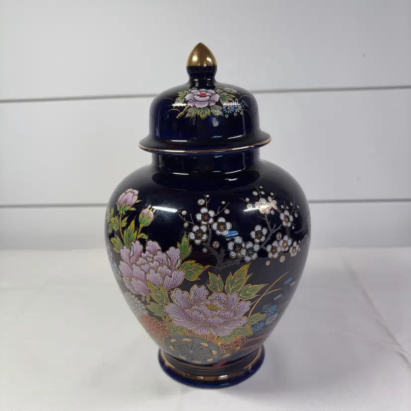 Kutani Made In Japan Cobalt Blue Ginger Jar