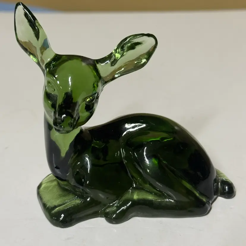 Fenton Green Glass Deer Figurine