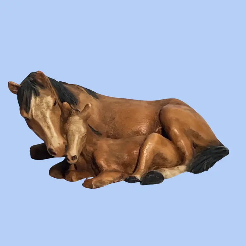 #091- Vintage Mare and Foal figurine Marked Castagna 1988 Italy