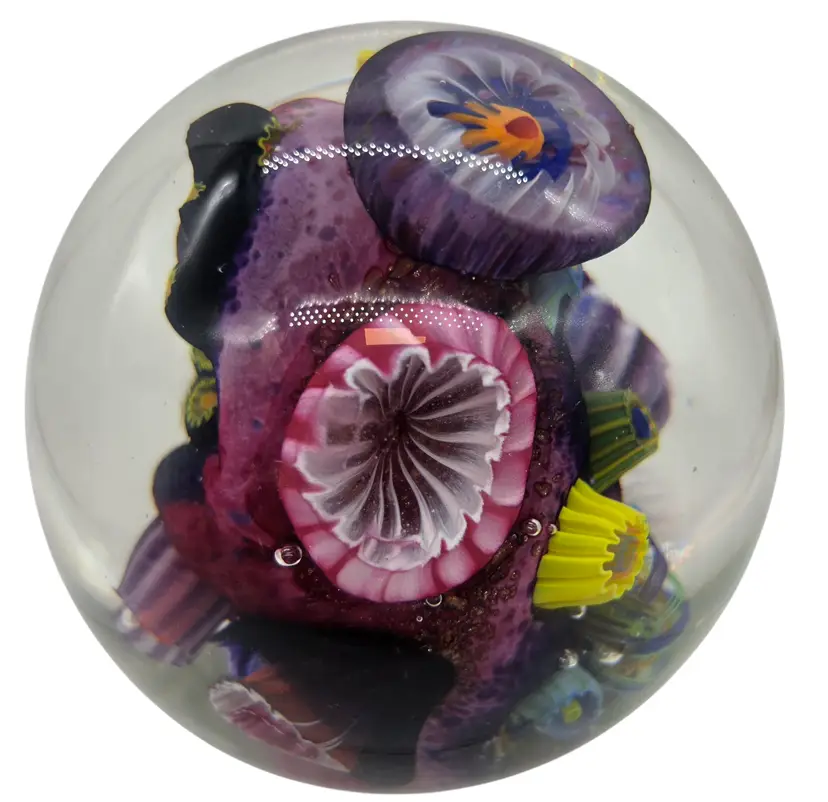 ARO SHULZE STUDIO ART GLASS CORAL REEF LARGE PAPERWEIGHT 4 1/2" TALL