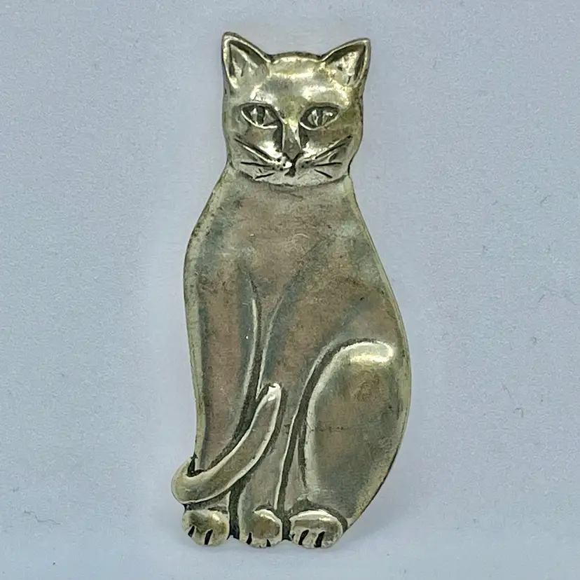 Seagull Pewter Canada Sitting Kitty Cat Pin Brooch Jewelry 2.25” Signed