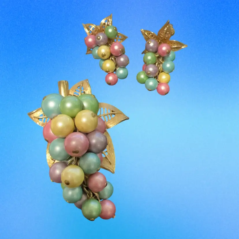 Vintage Signed Park Lane Earrings And Brooch Set Excellent Condition