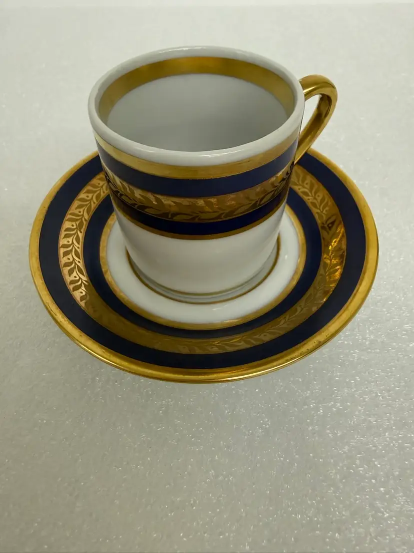 Vintage Rudolf Watcher Espresso/Demitasse 18 K Gold Trim Cup And Saucer