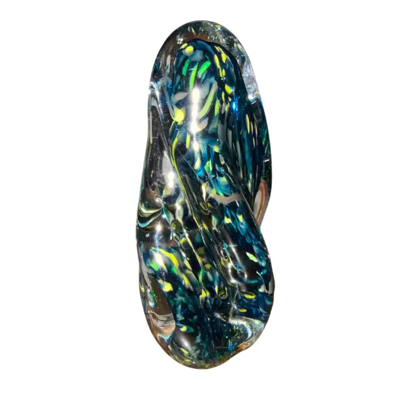 JJ Brown Art Glass Pillar Confetti Signed Paperweight 2000