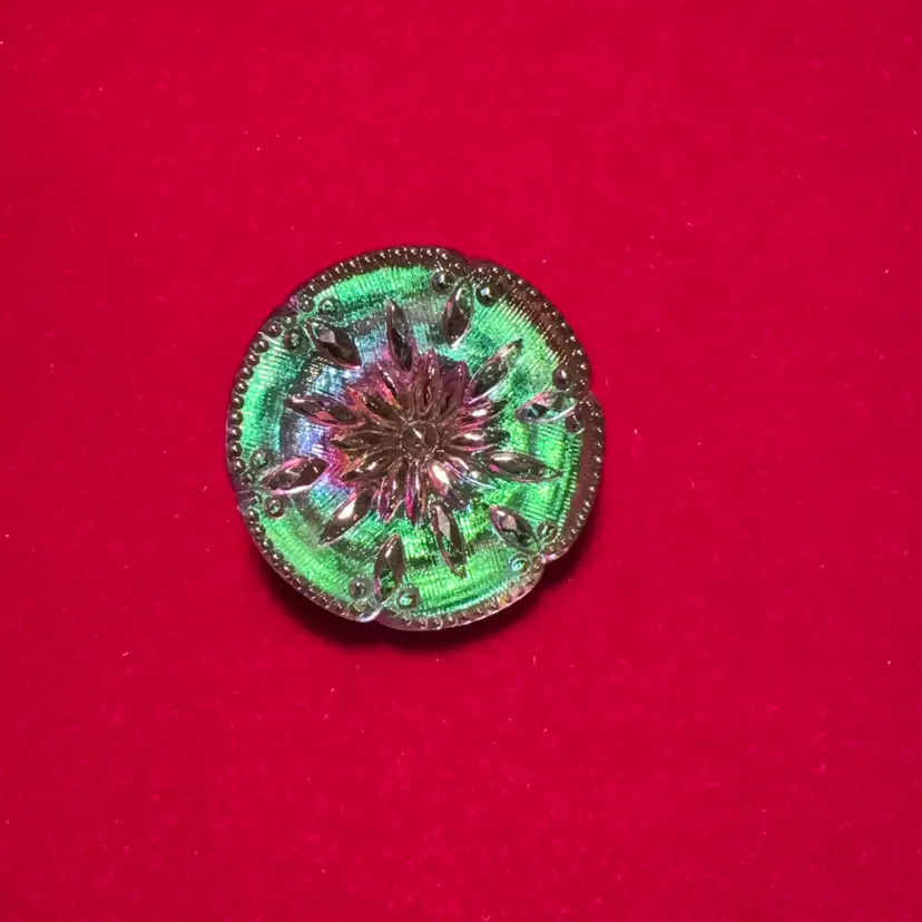 Czechoslovakian Iridescent Button 7/8” Antique
