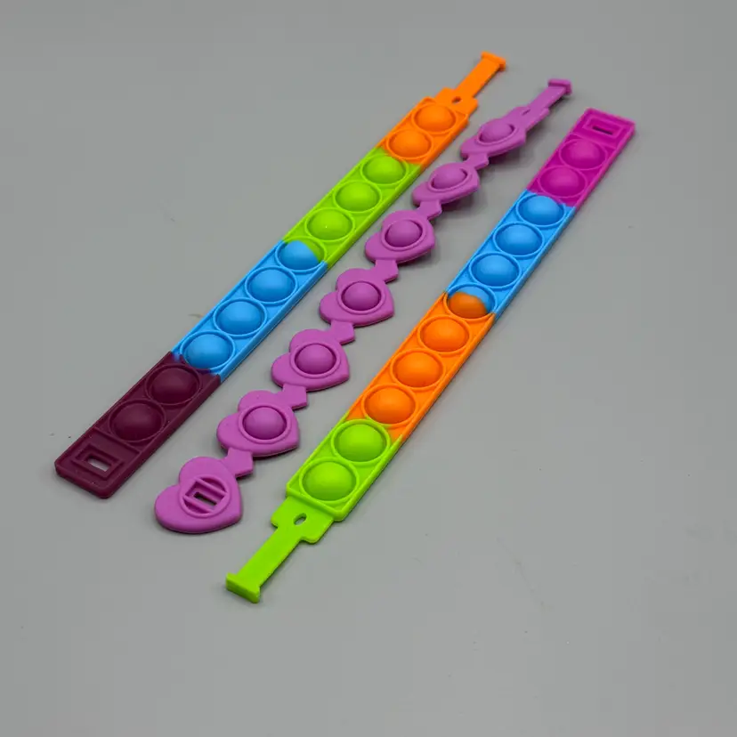 Set of 3 Colorful Pop-It Fidget Bracelets