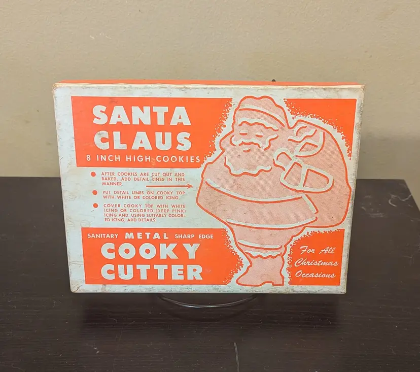 Vintage Santa Claus 8" Metal Cookie Cutter With Box