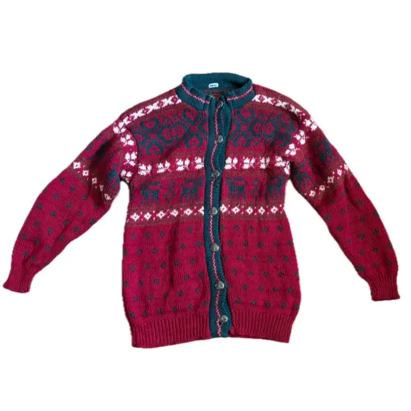 Alps Fine Womens Apparel Christmas Sweater Cardigan Size Small Holiday Nordic