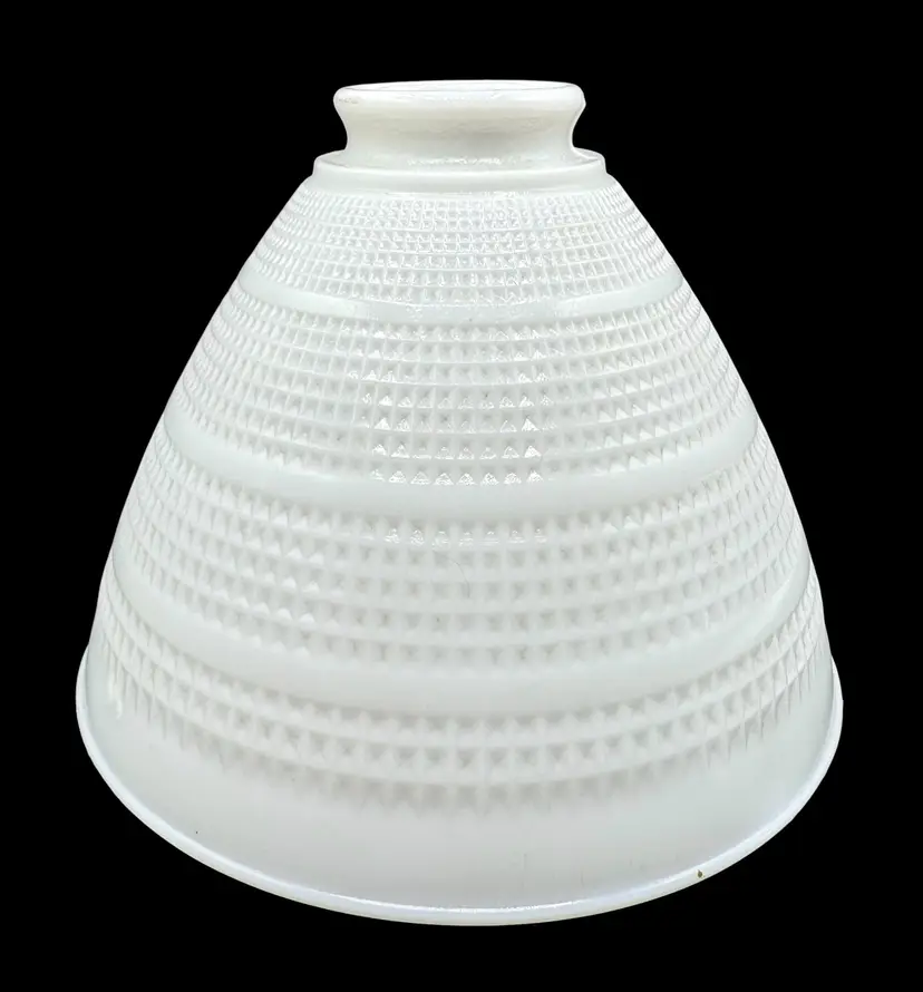 Vintage White Milk Glass Torchiere Waffle Grid Pattern Pendant Lamp Light Shade