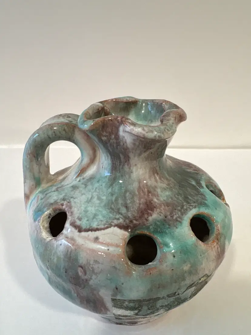 Vintage Drip Glaze Flower Frog Shaped Vase