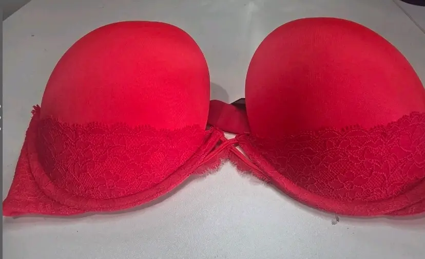 Victoria's Secret Red Bra Very Sexy Padded Demi 34DD Pre-owned