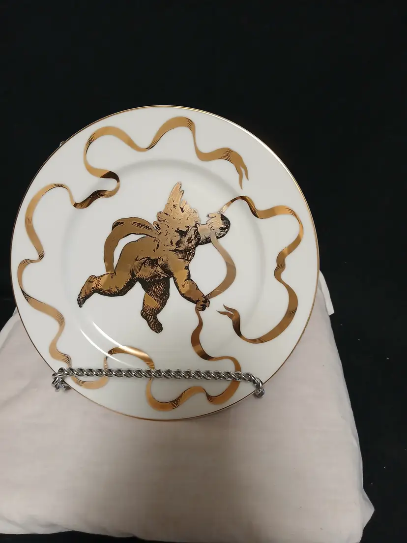 #02 Neiman Marcus Cherub Plate with Gold Accents