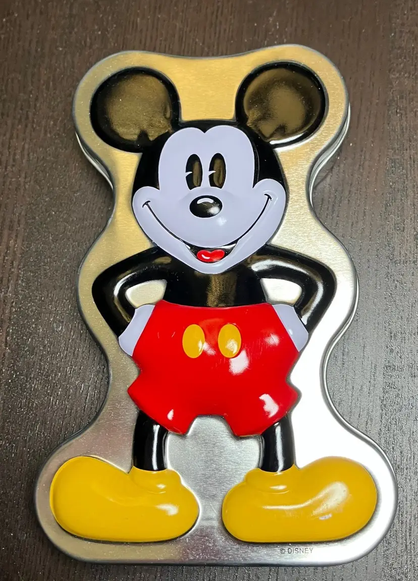 VTG 1990 Disney Mickey Mouse Shaped Collectible Tin Container