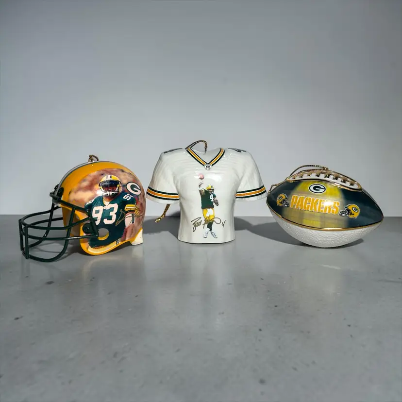 Bradford Exchange 2004 Green Bay Packers Christmas Ornament  Set 3 Pack