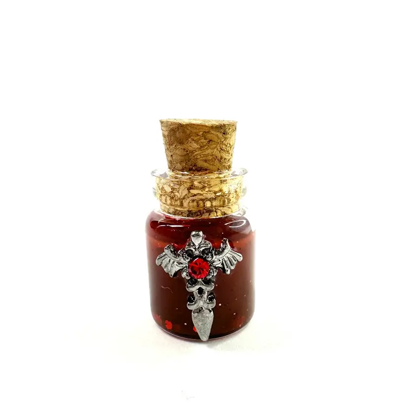 Vampire Potion Dagger Wings Miniature Glass Jar Made By Me 1.25” H X .5” W