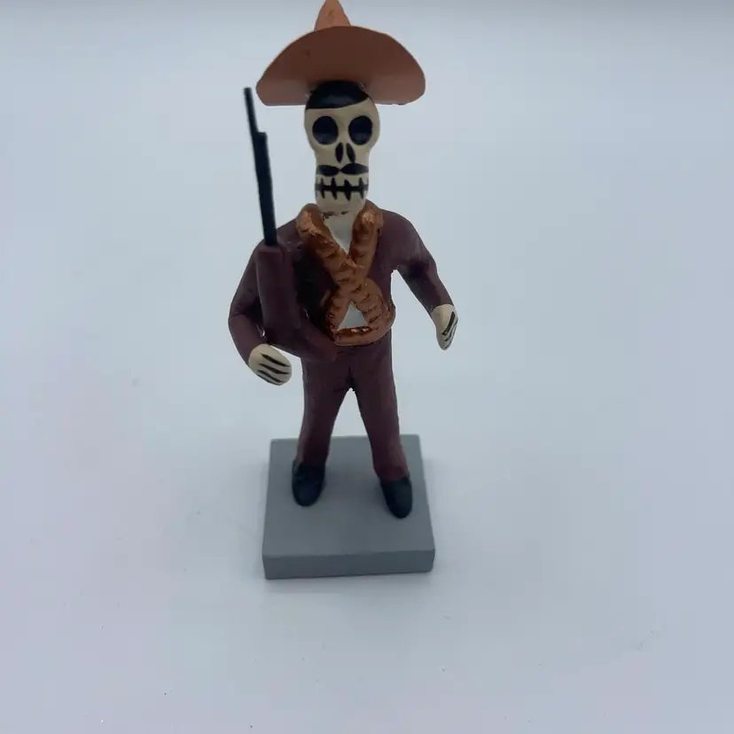 Vintage Day of the Dead Mexican Folk Art Hunter Figurine Hand Painted
