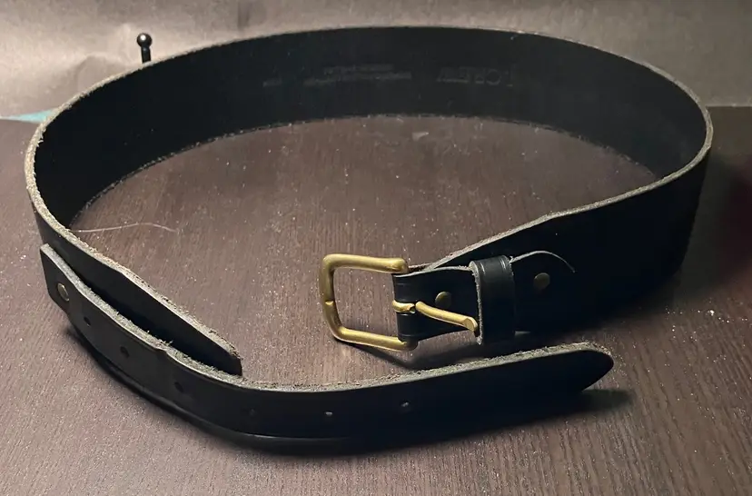 J Crew Womens Italian Leather Black Brass Toned Buckle