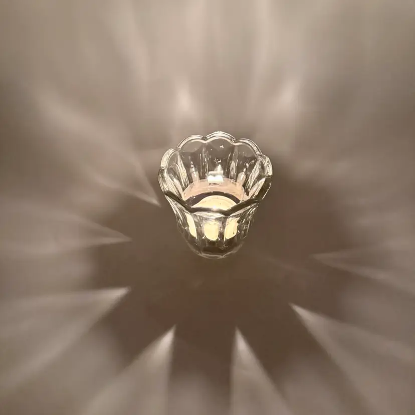 Vintage Homco Clear Glass Tulip Peg Cup Votive Candle Holder