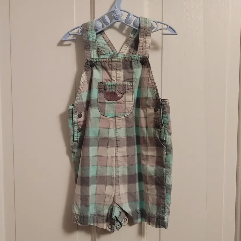 Kids- Brand: Carter's- Just One You. Size 9 Months. Plaid romper. Material- 100% cotton. No callouts.