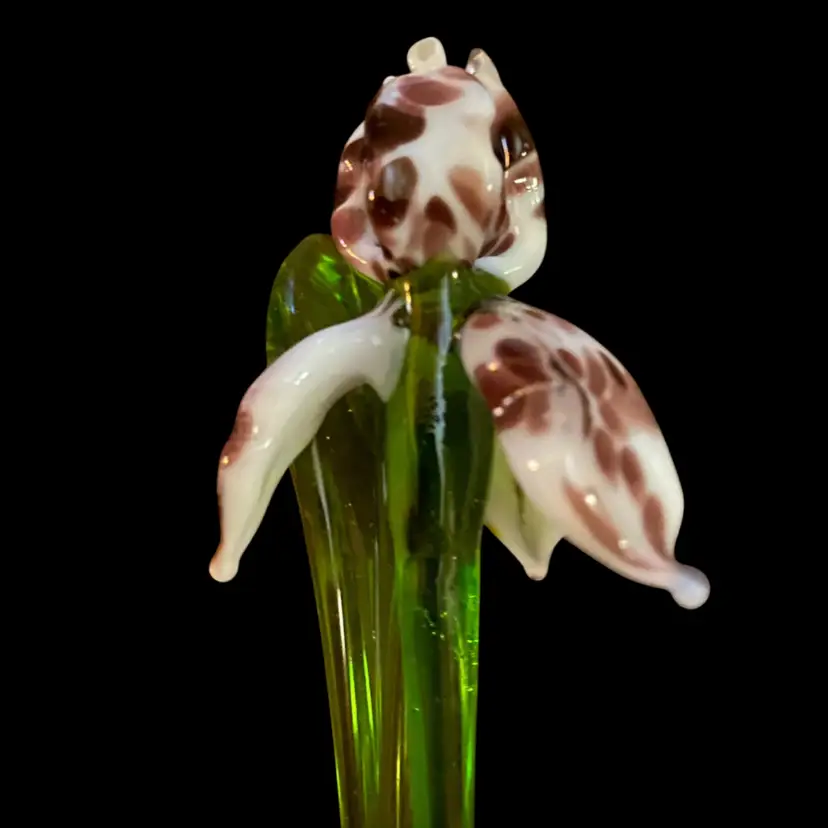 #27- Just In From Ukraine 9 Inch Hand Blown Glass Flowers As Pictured