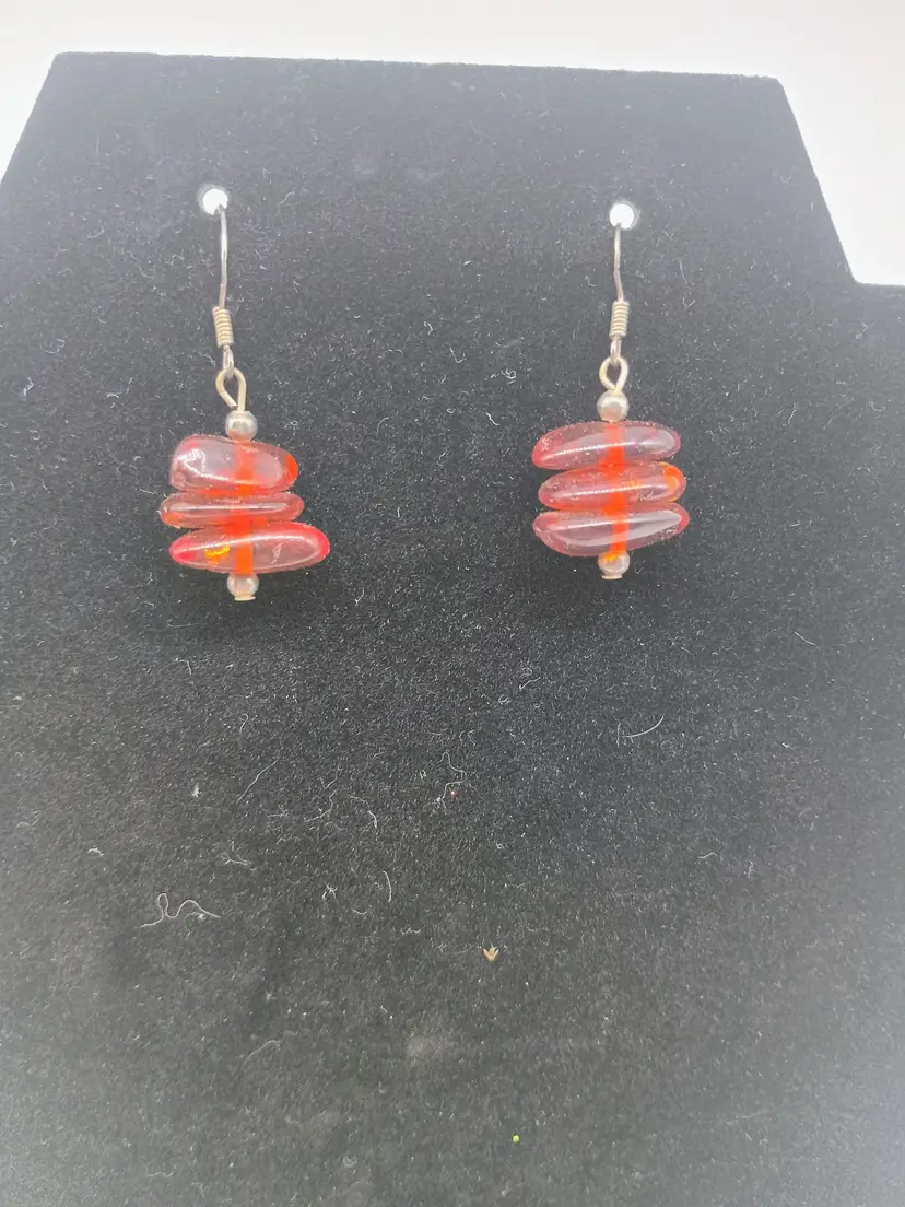 Sterling Silver Wires With Real Honey Amber Beads French Back Earrings