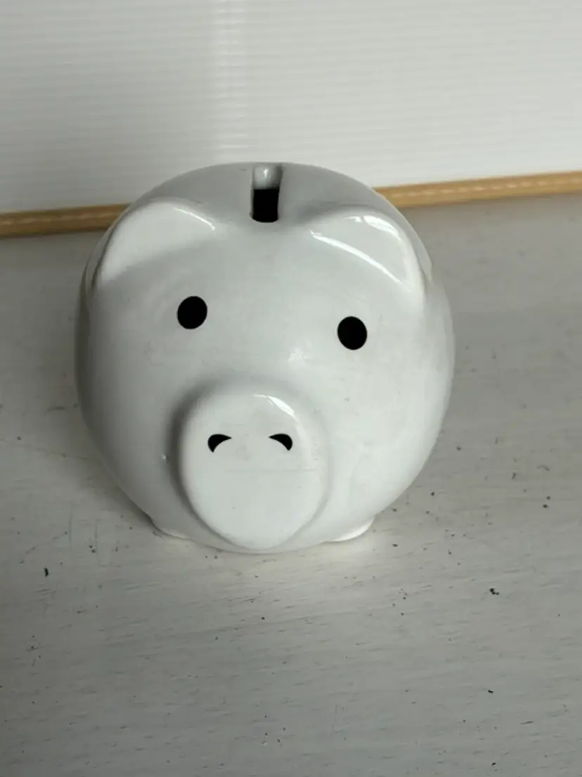 Ceramic Pig Piggy Bank White 3" high